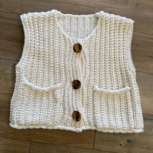 Revolve Chunky Knit Vest with Gold Buttons